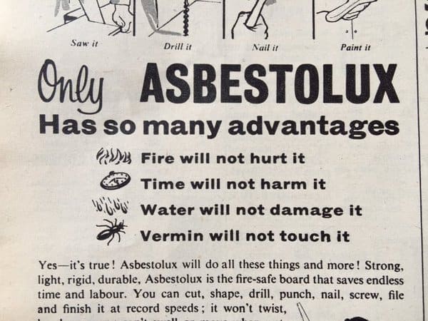 Vintage Asbestolux advertisement