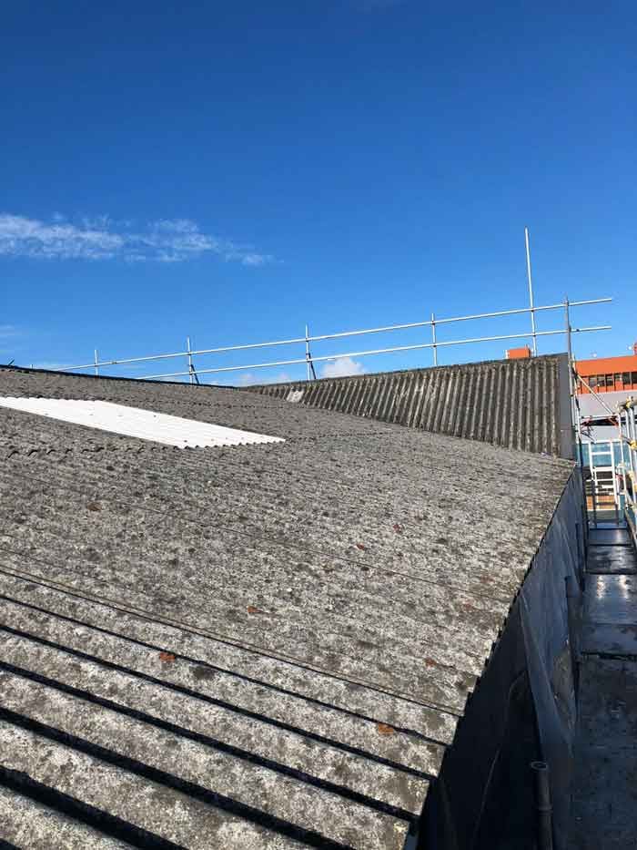 Super Six asbestos roof before removal