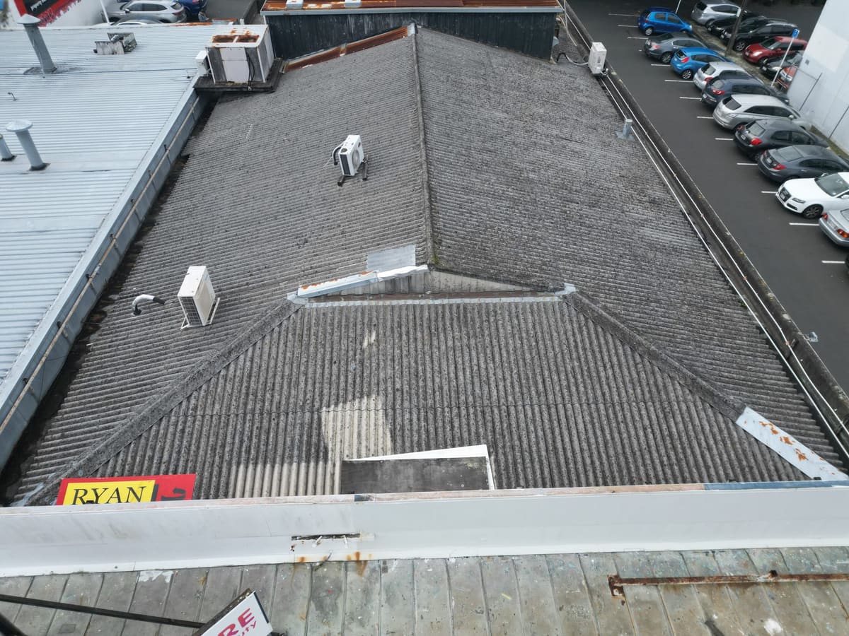 Aerial view of an asbestos cement roof on an Auckland property