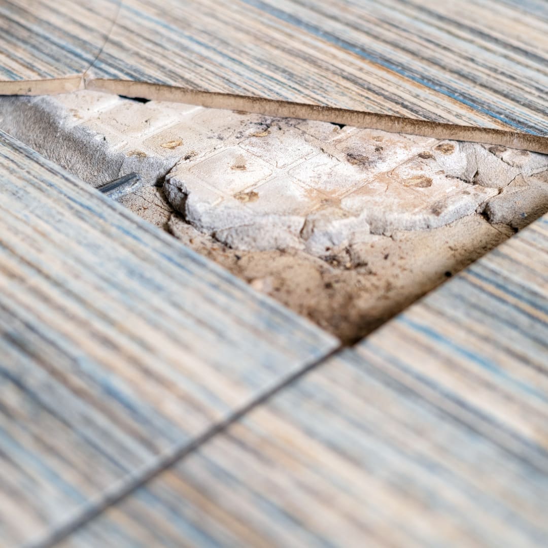 Old vinyl flooring that may contain asbestos
